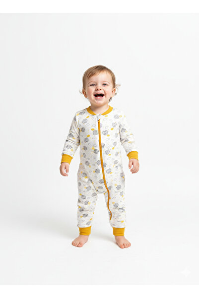 Momivi Kids رومبير أطفال من القطن الممشط بأكمام طويلة وتفاصيل من قماش الريبان...