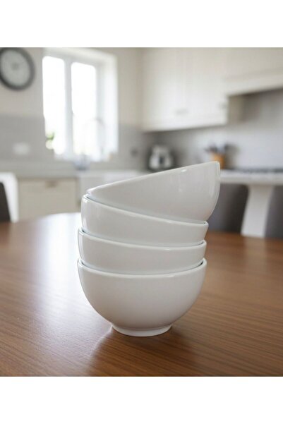 evinbizden Large Ceramic White Bowl Set of 4, Presentation Bowl, Salad Bowl, ...
