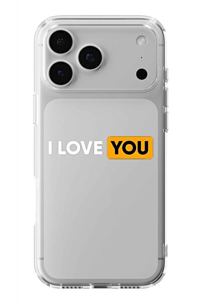 Multitronic حافظة شفافة مطبوعة بتصميم I love You متوافقة مع iPhone 17 Pro