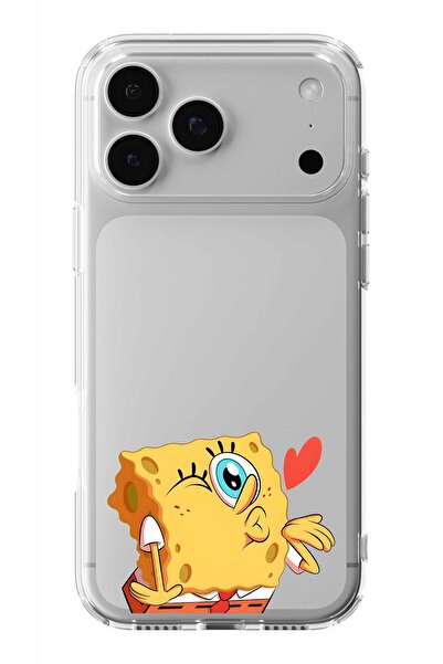 Multitronic حافظة شفافة مطبوعة بتصميم سبونج بوب متوافقة مع آيفون 17 برو