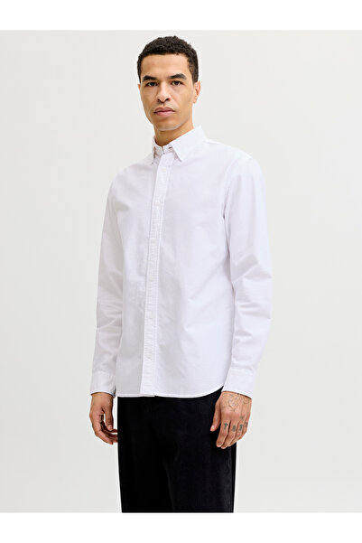 Jack & Jones Cămașă albă pentru bărbați Jack Jones Jjeharvey Oxford L/s Noos ...