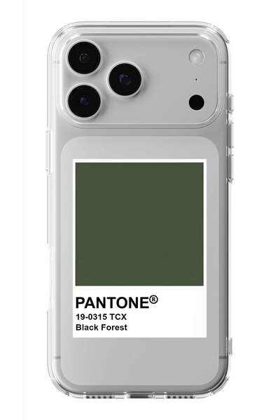 Multitronic حافظة شفافة مطبوعة بتصميم بانتون بلاك فورست متوافقة مع آيفون 17 ب...