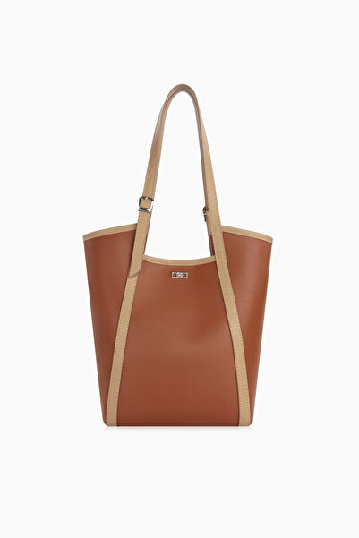 CENGİZ PAKEL Women's Shopper Shoulder Bag - 7608 - Tan/Mink