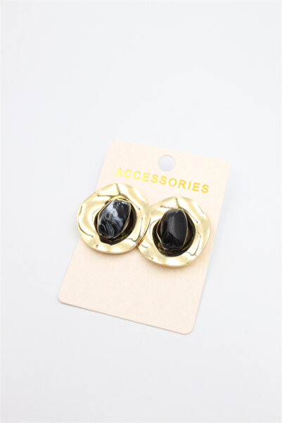 Mestore Stone metal earring - black