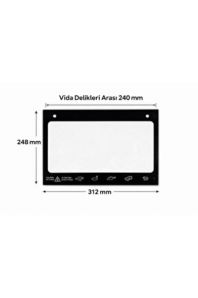 Baytech Kumtel & Luxell 8520 Uyumlu Mini Fırın Camı – 312×248 mm | Vida Arası...