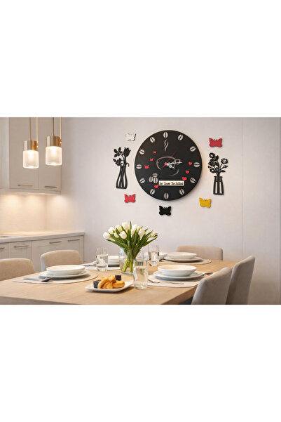 yucisaatleri Mutfak için tasarlanmış duvar saati 40 cm çiçekler 25cm no108