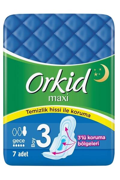 Orkid Brand: Maxi Sanitary Pad Night Single Pack 7 Pads 8001090514714