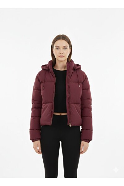 marvion Kadın Kapüşonlu Kısa Şişme Mont