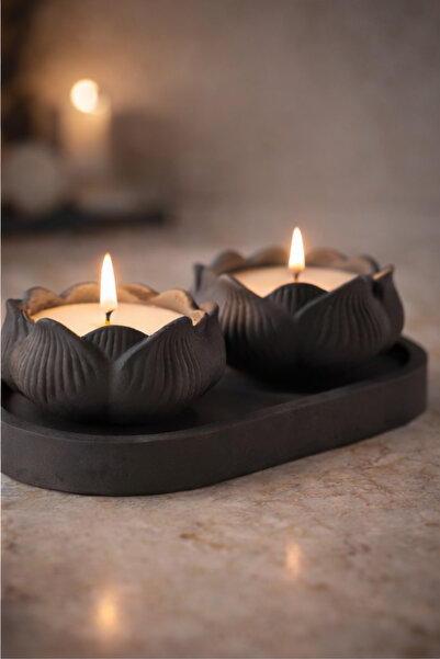 Lumiarte Tepsili 2’li Lotus Mumluk İçinde Vanilya Kokulu Mum