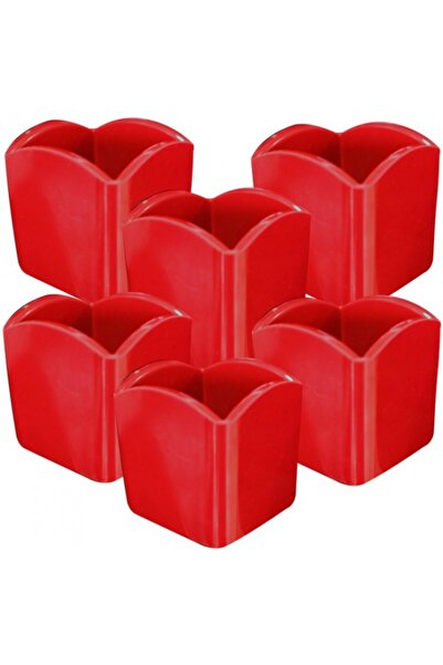 Raki Set of 6 square melamine sugar sachet holders 6 5x6 5x6 5cm red