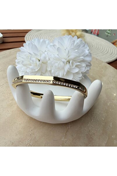 Generic Brand Geometric Steel Clamp with Stones