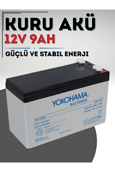 RoboPazar Yokohama YH-129.0 12 Volt 9 Amper Kuru Akü (150x65x90 mm)