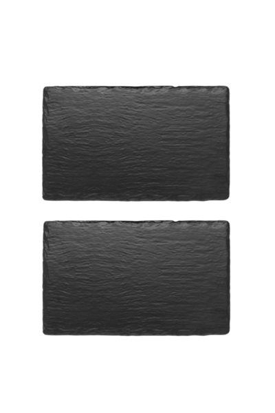 Culinaro Set 2 platouri melamina dreptunghiular Black Slate Effect 26,5x16,2x...