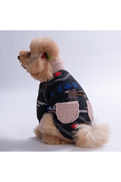 Pawstar Gray Chicago Checks Ethnic Weave Ethnic Patterned Buttoned Dog Coat T...