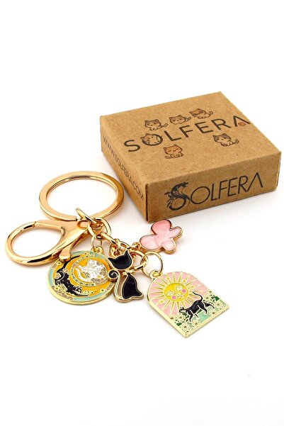 Solfera Cat Tarot Sun and Moon Butterfly Luck Bag Ornament Charm Keychain Ky135