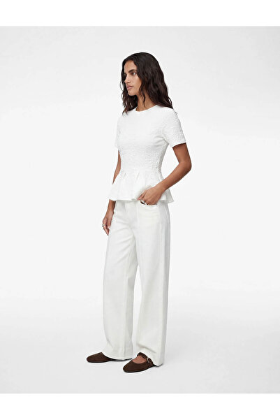 Koton Дамска блуза с пеплум в цвят екрю 6SAK70020UK