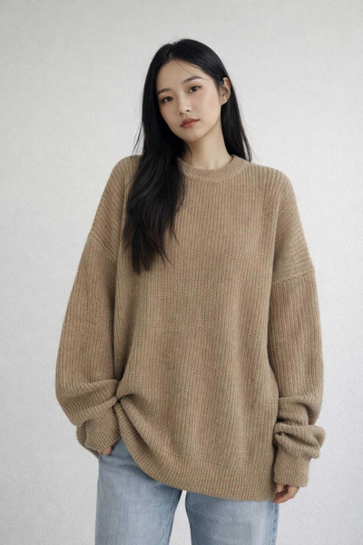 MetuCA Women's Mink Thessaloniki Knitted Crew Neck Oversize Casual Knitwear S...