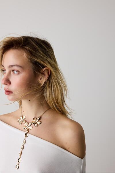 Stradivarius ÇİÇEKLİ LARİAT KOLYE