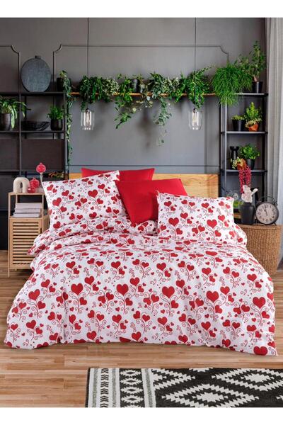 VİLERA HOME Vine Heart Patterned Valentine's Day Double Duvet Cover Set