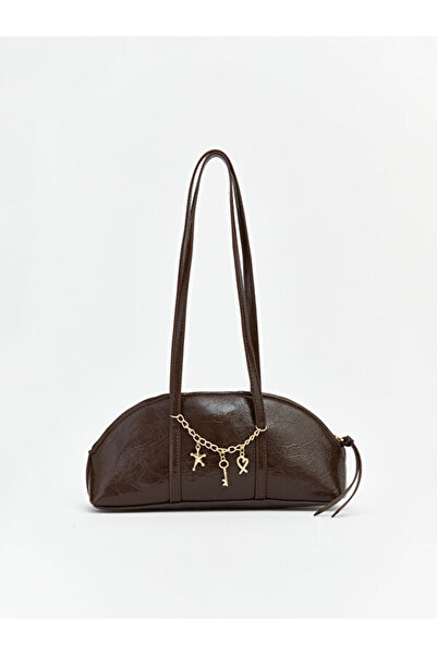 LC Waikiki Geantă de umăr pentru femei cu aspect de piele și detaliu lanț, di...