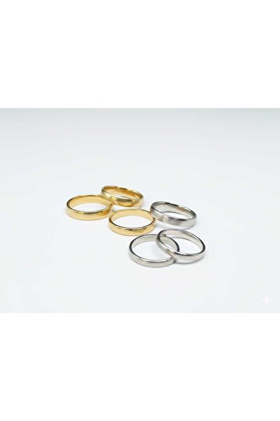 parla hediyelik 4MM GOLD VE GÜMÜŞ REN PASLANMAZ ÇELİK ALYANS