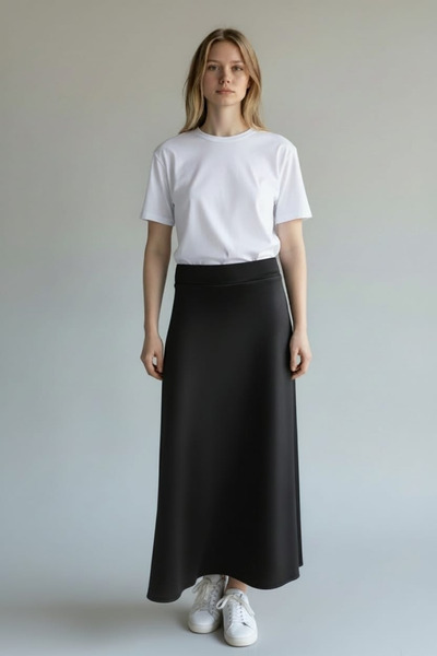 Geco Women's Premium Puff Scuba Hijab Flared Long Skirt