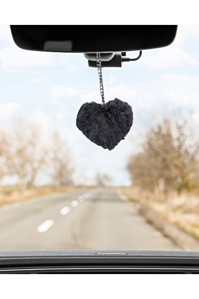 LuArte زينة مرآة الرؤية الخلفية على شكل قلب باللون الرمادي من بون بون