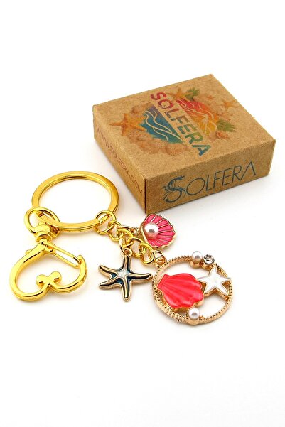 Solfera Breloc cu ornament pentru geantă de mână, cu scoici de mare roz, pent...