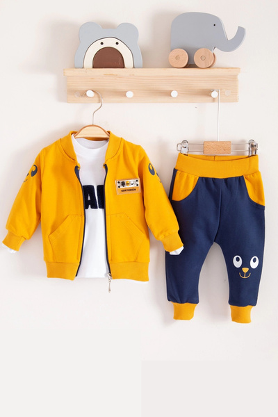 Beruflic طقم كارديجان نيو فاشن مكون من 3 قطع للأطفال الأولاد مصنوع من القطن ب...