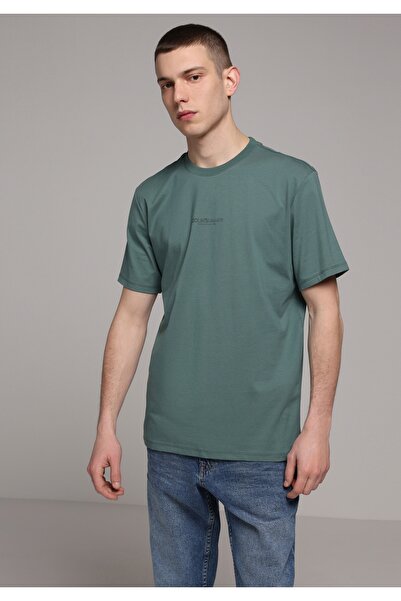 Colin's Tricou verde cu mânecă scurtă pentru bărbați, cu gât rotund, cu croia...