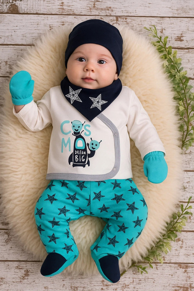 Beruflic 5-Piece Men's Hospital Release with Star Patterned Scarf