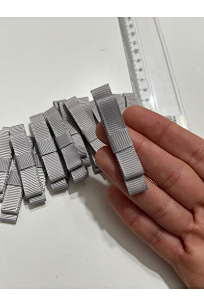 partici dükkanı Two Layers Grogen Ready-Made Bow Ribbon - Gray Color-6X1Cm-15Pcs