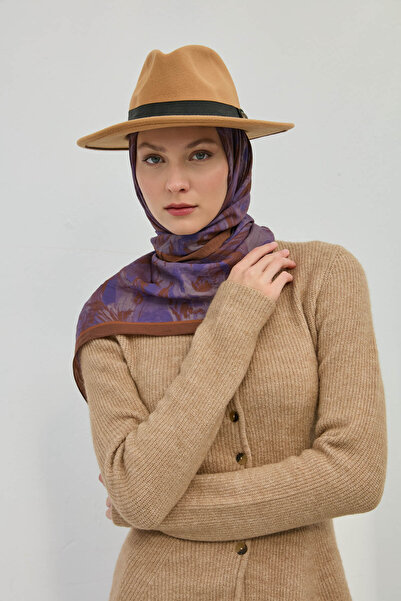 Silk Home Kadın Mor Kahve Çiçekli Desen Viskon Velora Eşarp 161007-13