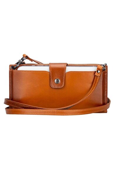 AbbasShop Lozan Strap 6.5 Inch Compatible Leather Card Holder Case Rst2Ef Tan