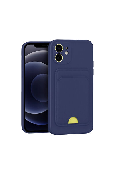 eco port حافظة آيفون 11 من السيليكون كيلفن مع حامل بطاقات - أزرق داكن مع حماي...