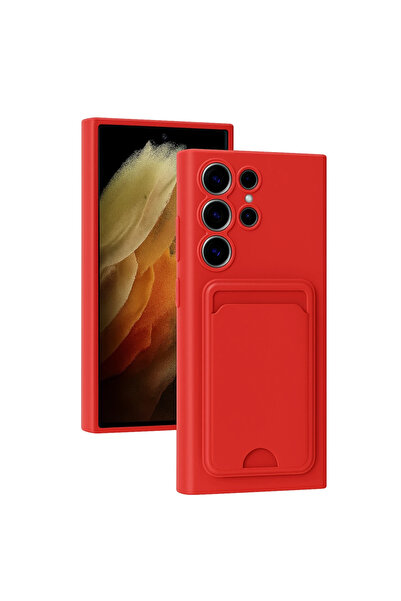 eco port حافظة سامسونج جالاكسي S24 الترا من السيليكون مع بطاقة عمل كلفن - أحمر