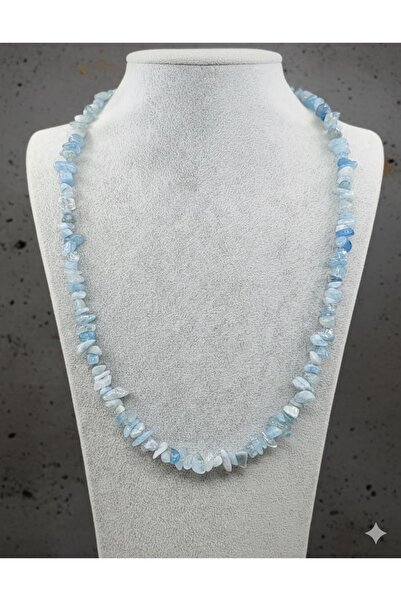 Naturel Tılsım Aquamarine Broken Natural Stone Necklace