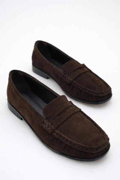 LDR Women's Brown Suede Moccasin Loafer Low Heel Shoes