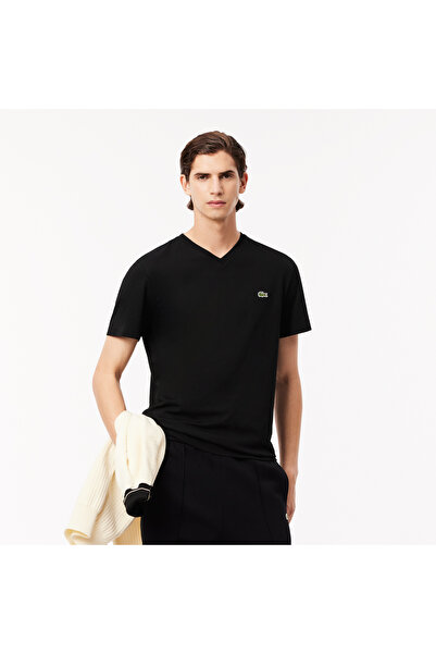 Lacoste تيشيرت قطني بياقة على شكل حرف V - TH5077-00-031