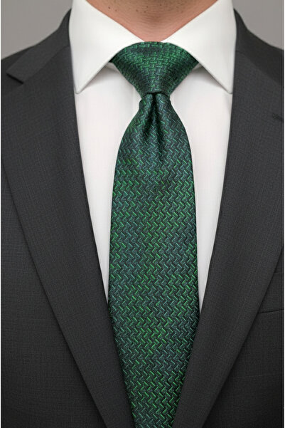 Gutiero Green Patterned Classic Tie with Handkerchief