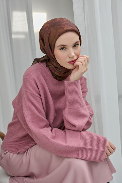 Silk Home Kadın Kahve Vişne Çürüğü Çiçekli Desen Viskon Velora Eşarp 161007-17