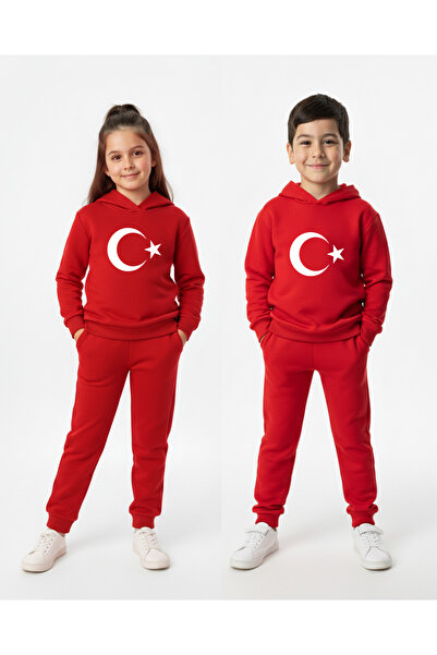 Let's Wear Set de hanorac premium cu steagul turcesc, bluză și pantaloni