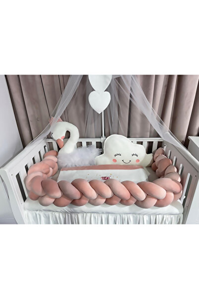 PeppiBambini Personalized 11-piece crib bedding -Pink Velvet Braided Sides -