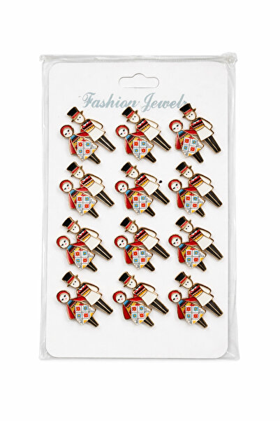 OEM Set of 12 Metal Brooch-Type Martisors – Traditional Romanian Couple, Popu...