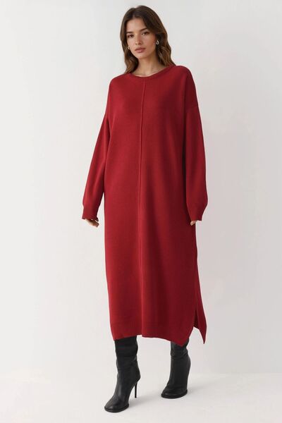 Hiccup My Fashion Slit Detailed Long Knit Dress