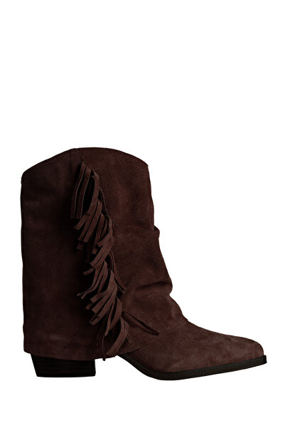 ToH Shoes Lili Dark Brown Suede Boots Accessorized With Fringes