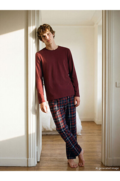 LC Waikiki Ozmarka New Season Standard Fit Plaid Men's Pajama Set