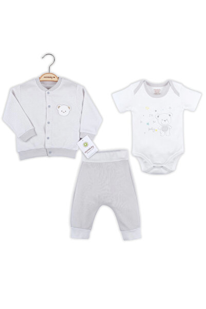 Beruflic 100% Cotton Baby Boy Set with Striped Bear Cardigan