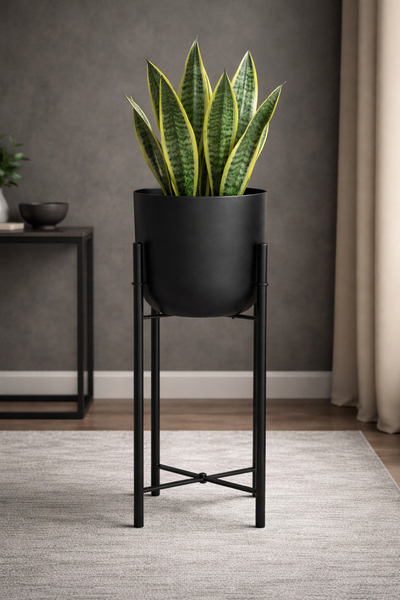 Valda ATLAS 60 CM ÇAP 20 SİYAH AYAKLI SAKSILIK