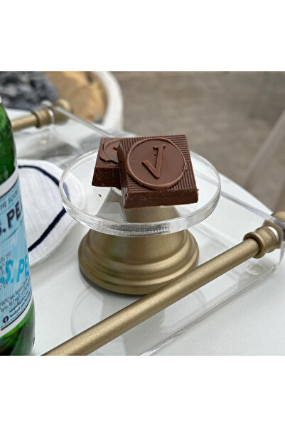 MELOR DESİGN Mat Gold Pleksi Lokumluk | Kahve Yanı Sunumluk |